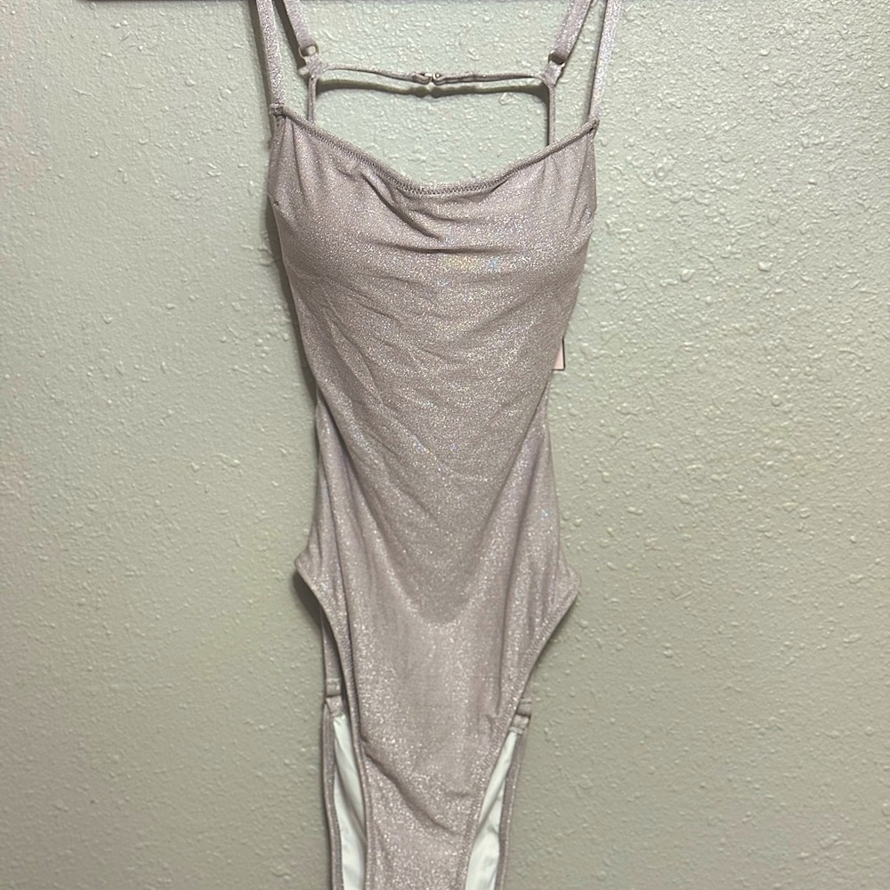 Victorias Sectret Bathing suit size medium shimmery silver glitter